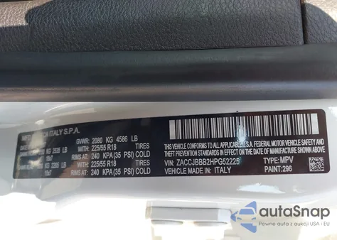 2017 Jeep Renegade Altitude 4X4 из США, поврежденный, VIN ZACCJBBB2HPG52225